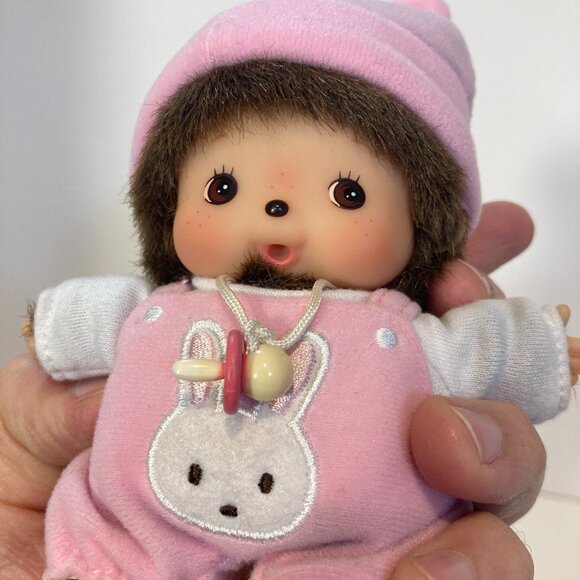 Bebichhichi Girl Bunny Rabbit Pink Limited Edition Sekiguchi Monchhichi Toy Doll - Picture 2 of 10
